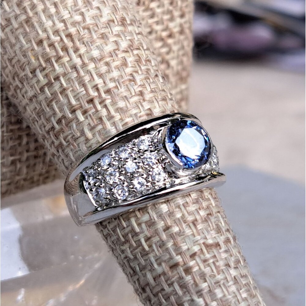 3 Carat t.w. Natural Tanzanite & Sapphire Sterling Silver Statement Ring - Picture 8 of 13